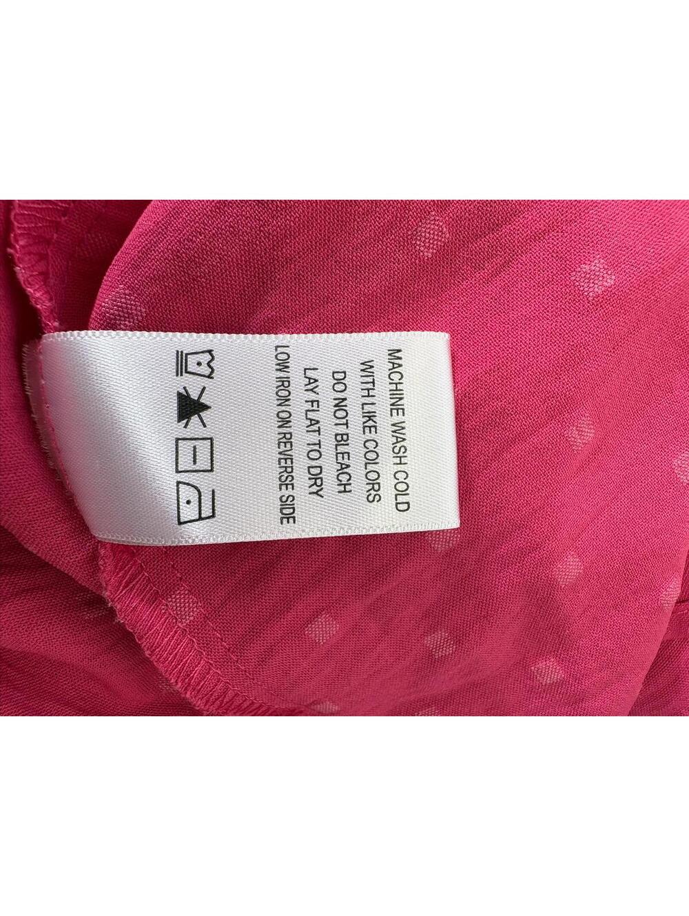 Counterparts Pink Short Sleeve Sheer Dotted Blouse Size L 2445 - Picture 10 of 10